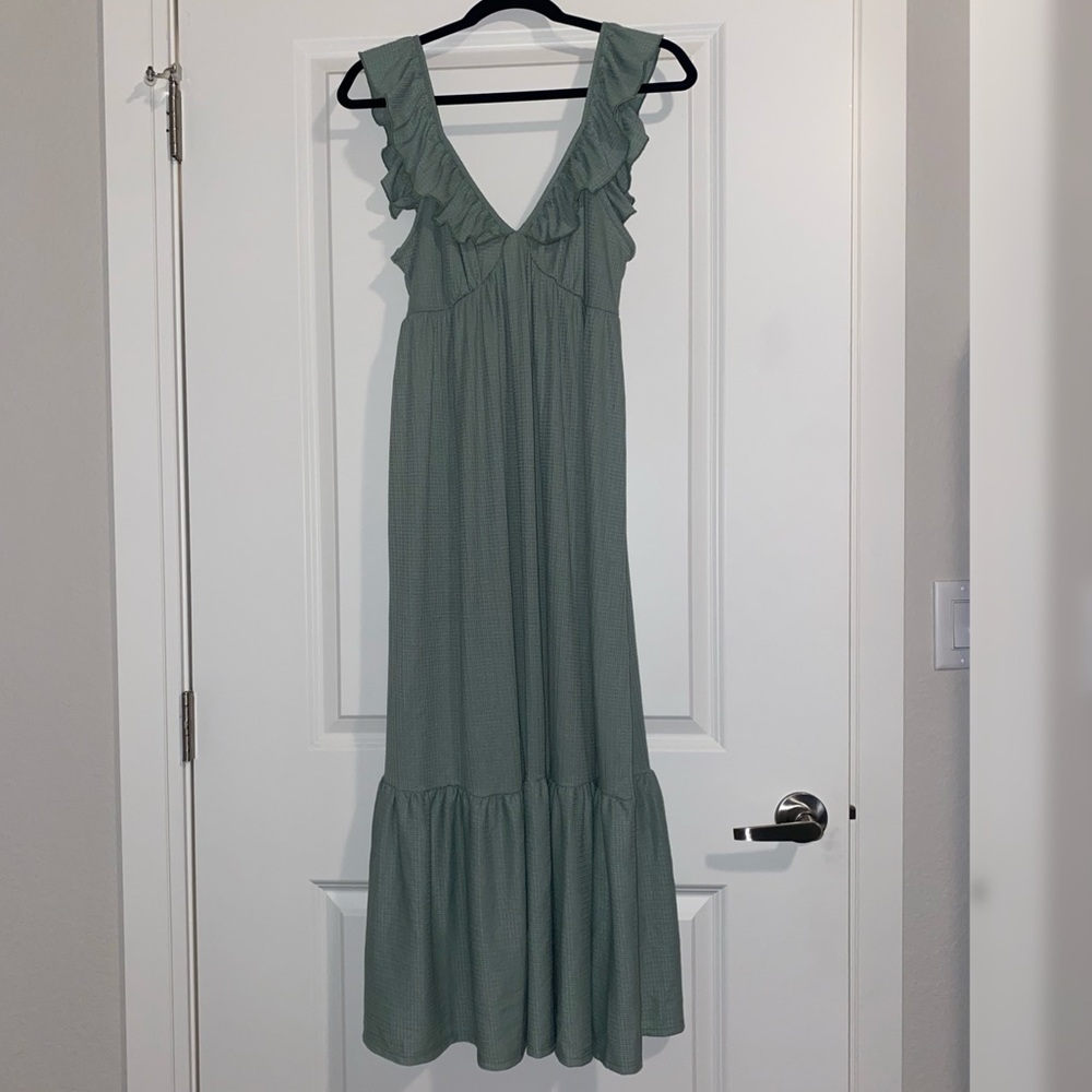 Caution to the Wind Sage colored dress in Large